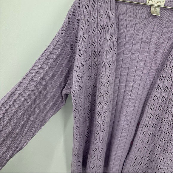 Vintage 90s Purple Sweater Cardigan Size XL Fairycore Whimsical Grannycore - Picture 3 of 7